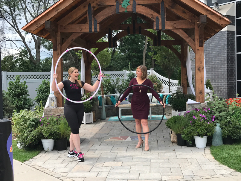 Cori Magnotta and Heidi Voight filming a hoop segment